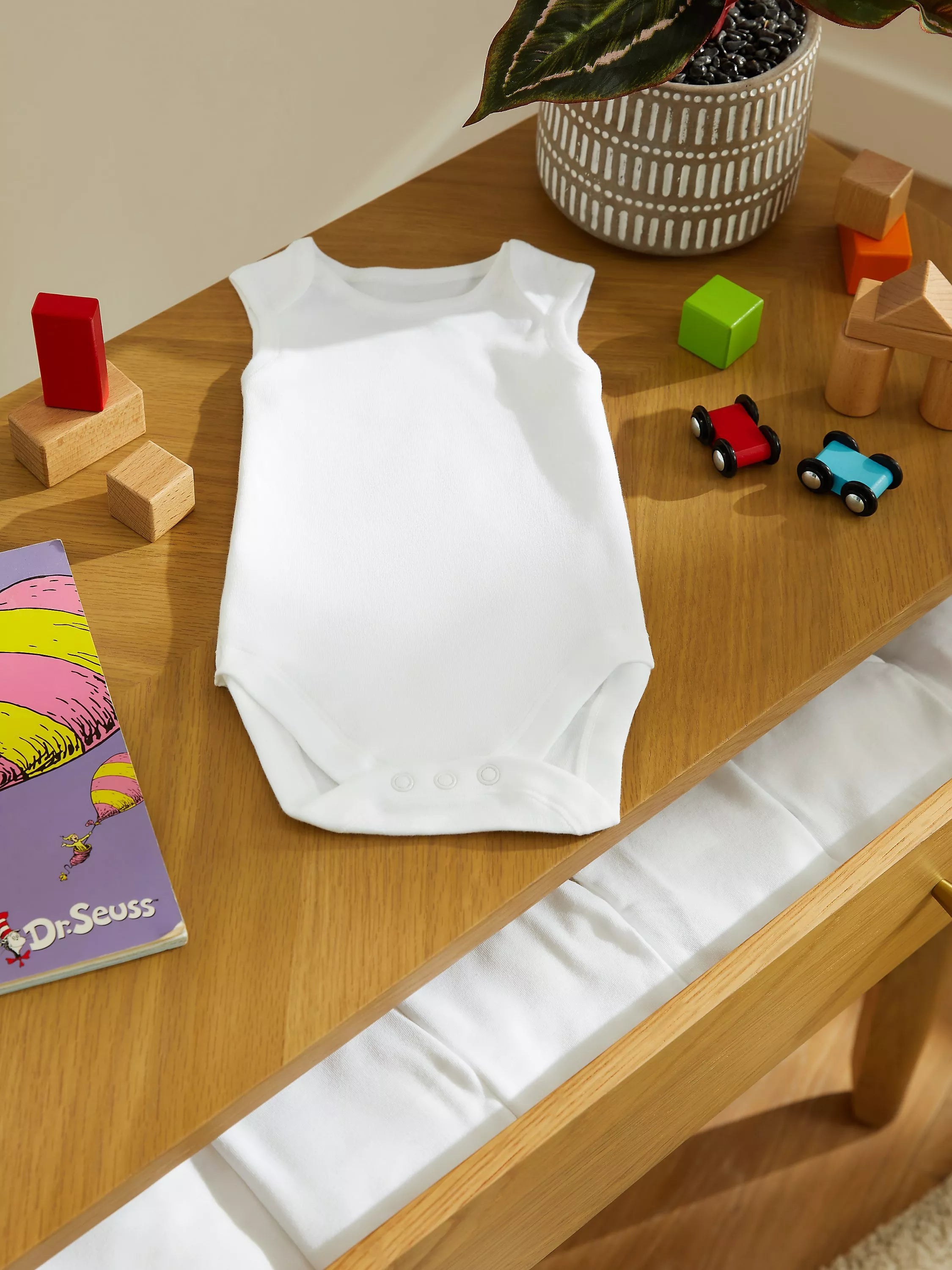 John Lewis Baby Cotton Sleeveless Bodysuit, Pack of 7, White - McGrocer