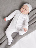 Mini Cuddles Baby Tiny & Cute Sleepsuits, Hat & Gloves Set, White/Grey - McGrocer