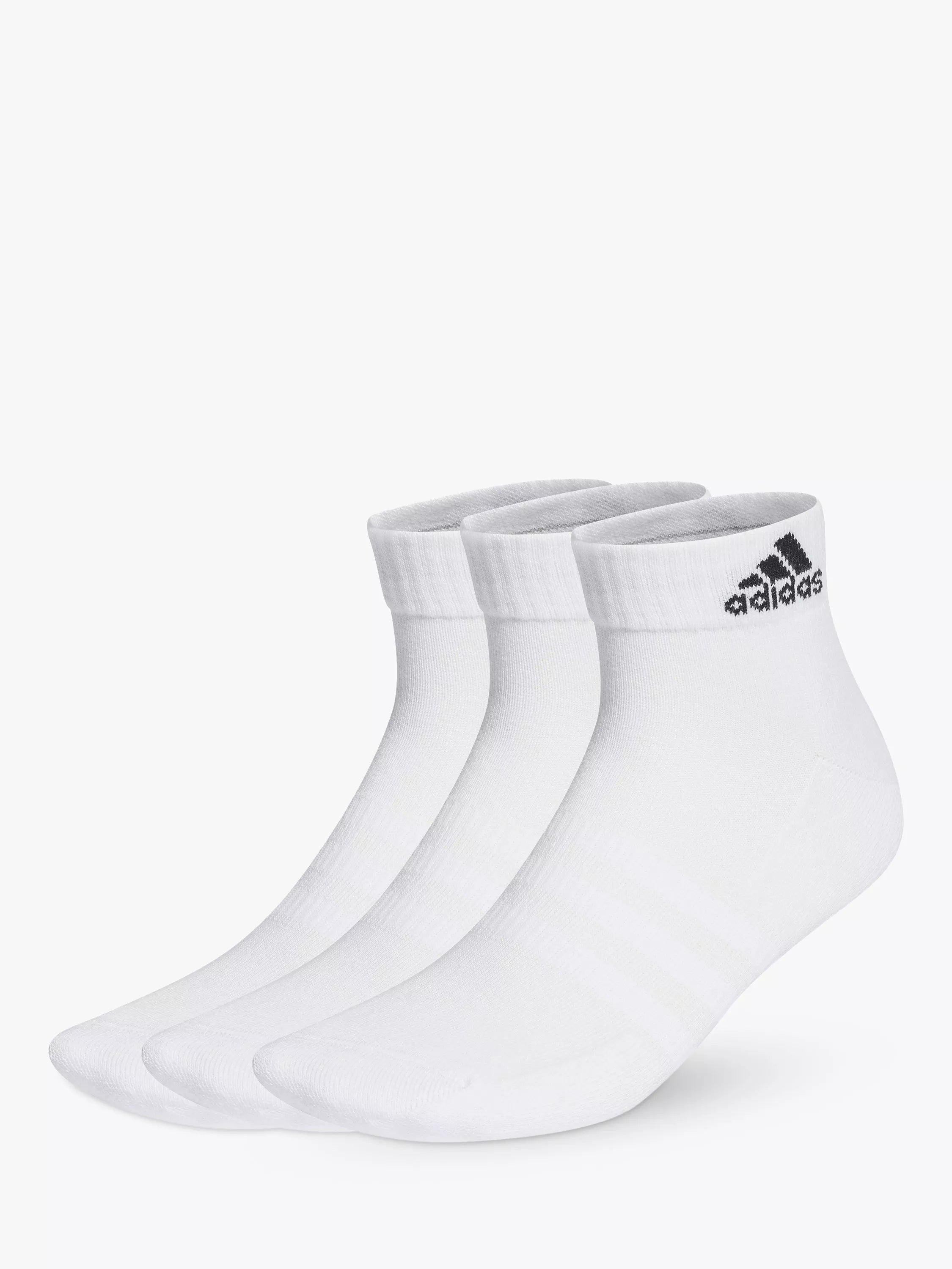 adidas Cushioned Ankle Socks, Pack of 3, White/Black - McGrocer