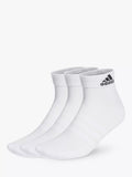 adidas Cushioned Ankle Socks, Pack of 3, White/Black - McGrocer