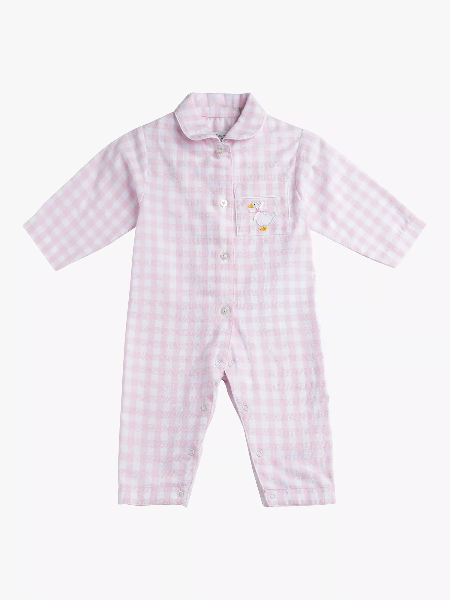 Trotters Baby Freya Gingham All in One Pyjamas, Pale Pink - McGrocer