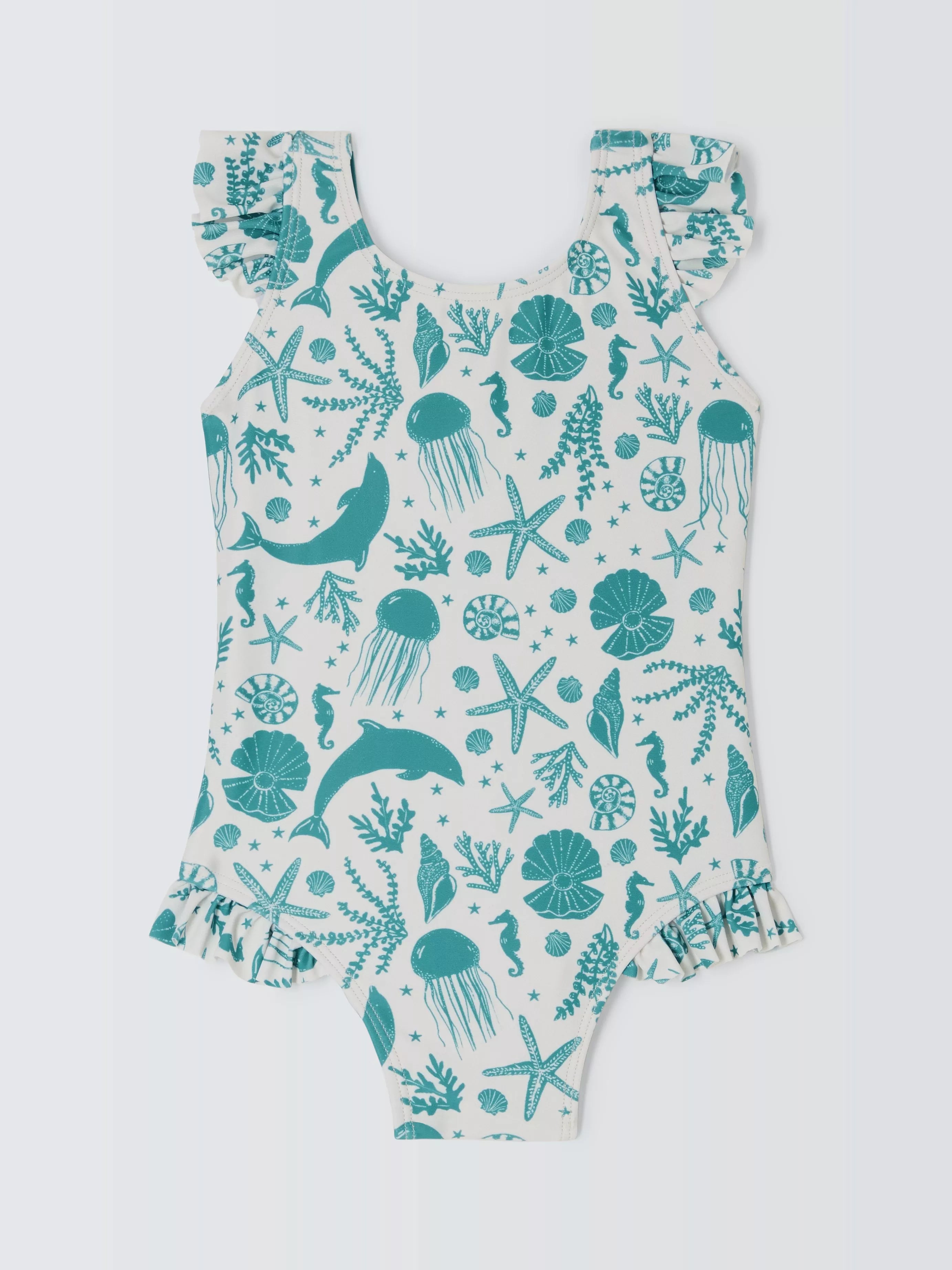 John Lewis Baby Under The Sea Swimsuit, White/Multi - McGrocer