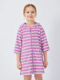 John Lewis Kids' Stripe Zip Through Towelling Poncho, Purple - McGrocer