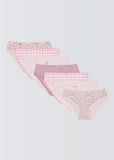 John Lewis Kids' Floral Gingham Briefs, Pack of 7, Pink/Multi
