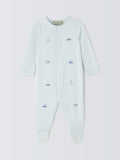 John Lewis Heirloom Collection Baby Transport Toys Embroidered Pima Cotton Sleepsuit, Blue