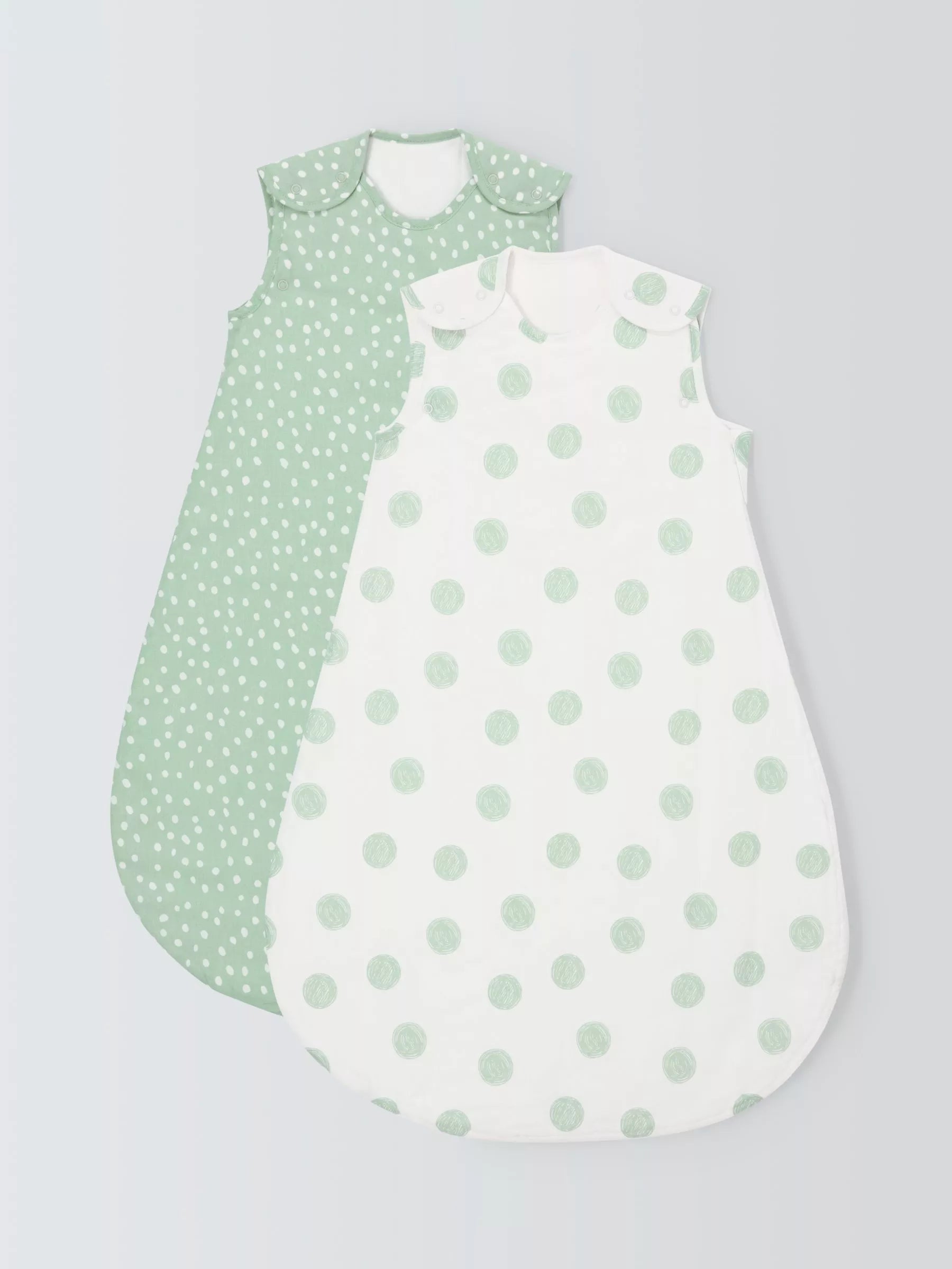 John Lewis ANYDAY Spot Print Baby Sleeping Bag, 2.5 Tog, Pack of 2, Mist - McGrocer