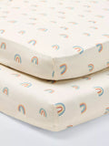 John Lewis Rainbow Fitted Baby Sheet, Pack of 2, Multi - McGrocer