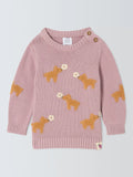John Lewis Baby Intarsia Flower Dog Cotton Jumper, Multi - McGrocer