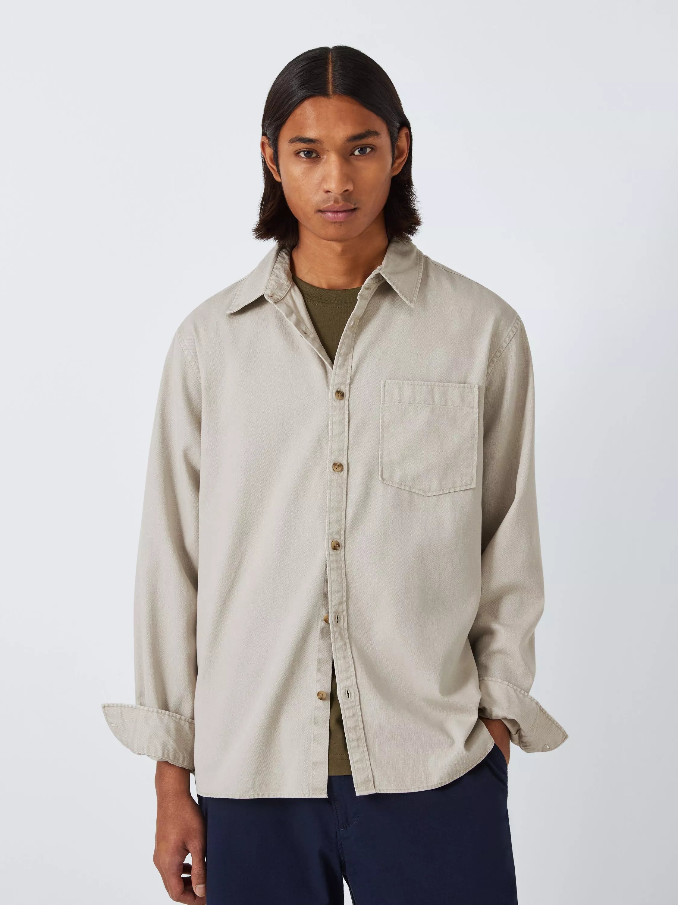 John Lewis ANYDAY Washed Cotton Twill Shirt, Walnut - McGrocer