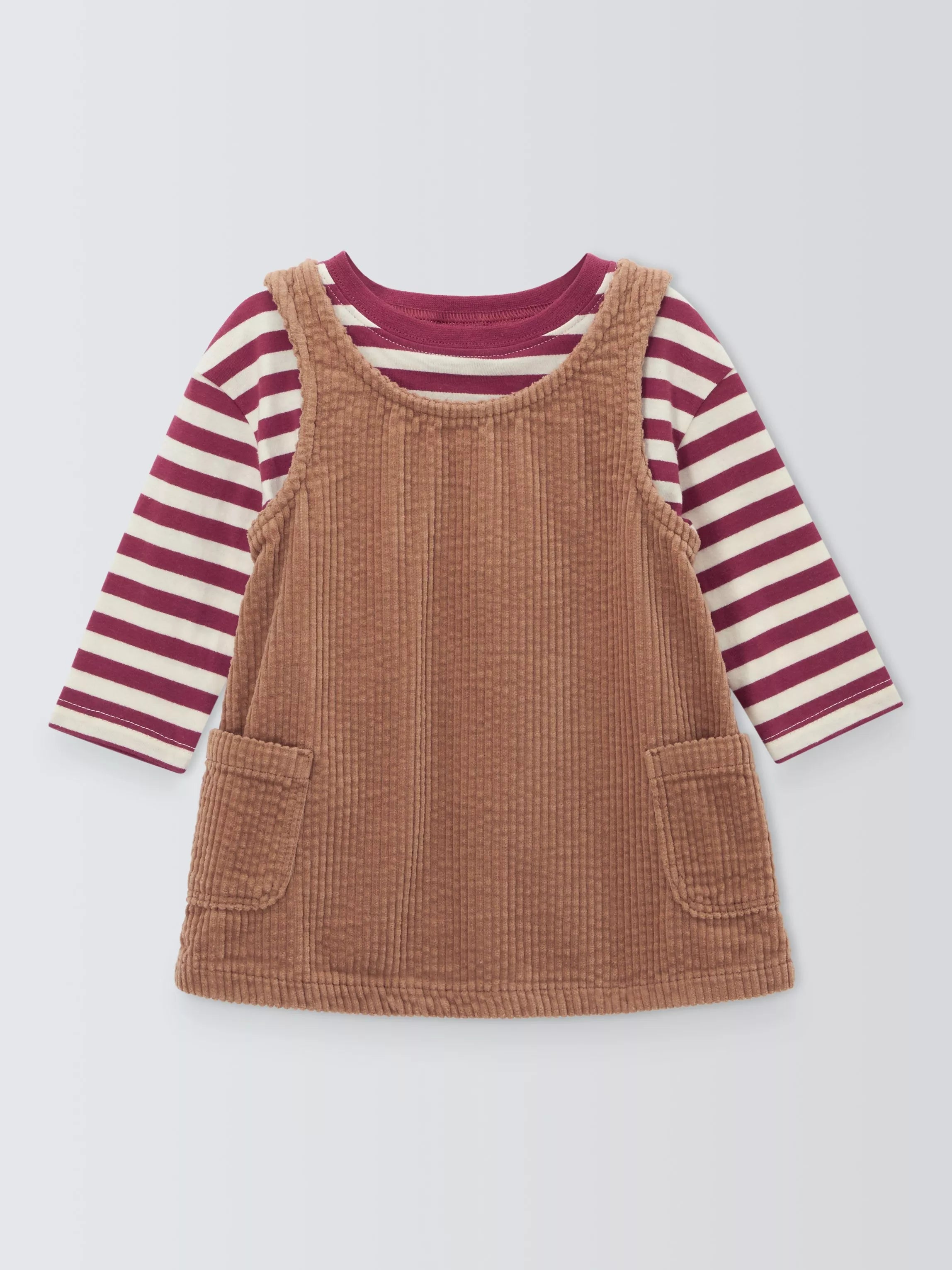 John Lewis ANYDAY Baby Stripe Top and Pinafore Set, Multi - McGrocer