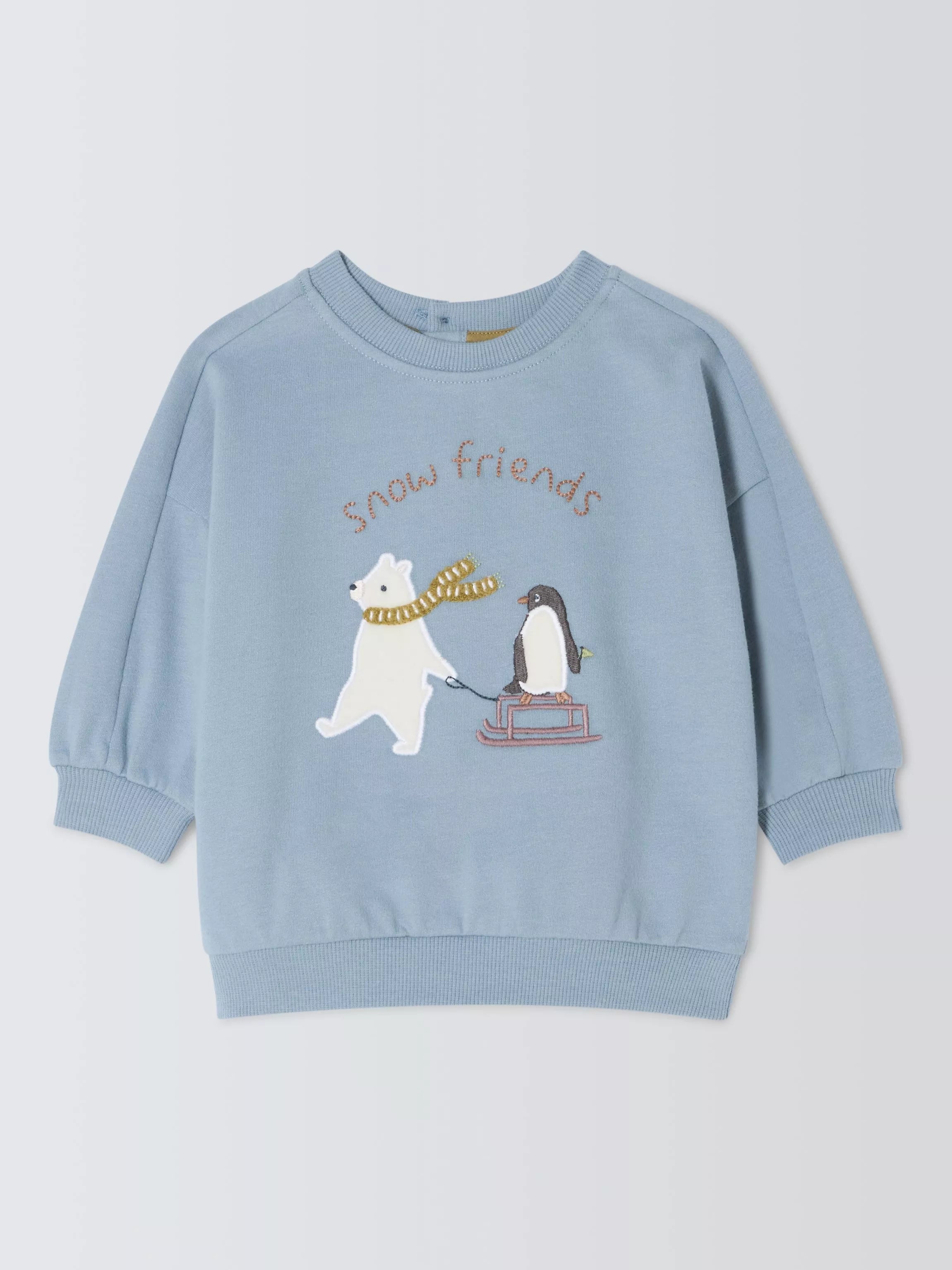 John Lewis Snow Friends Cotton Sweatshirt, Blue - McGrocer