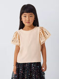 John Lewis Kids' Mesh Sequin Sleeve T-Shirt, Cream - McGrocer