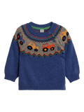 JoJo Maman Bébé Baby Tractor Jumper, Blue/Multi - McGrocer