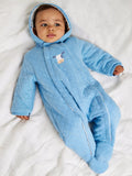 Mini Cuddles Baby Diamond Quilted Pramsuit, Blue