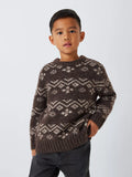John Lewis Kids' Fair Isle Knit Jumper, Brown - McGrocer