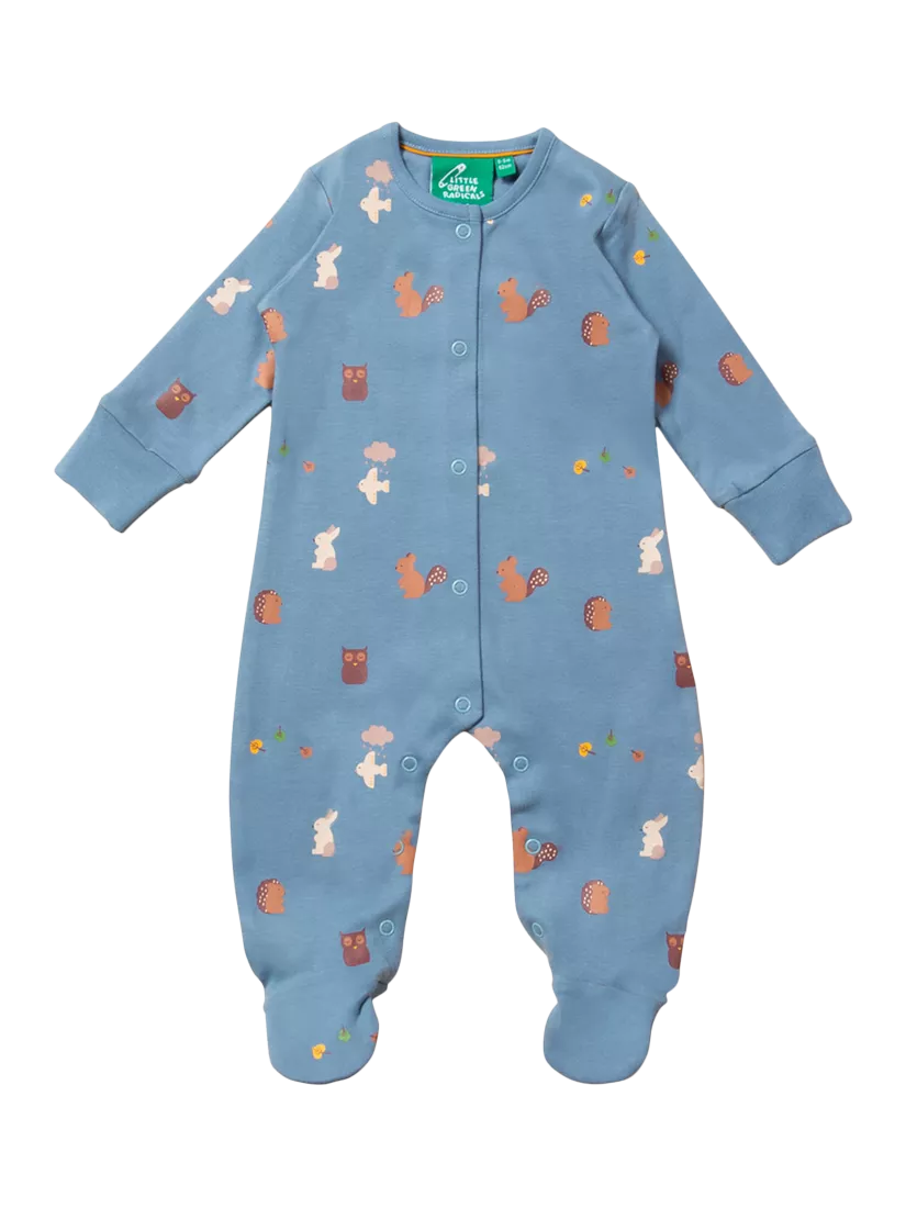 Little Green Radicals Baby Woodland Organic Cotton Sleepsuit, Woodland Folk - McGrocer