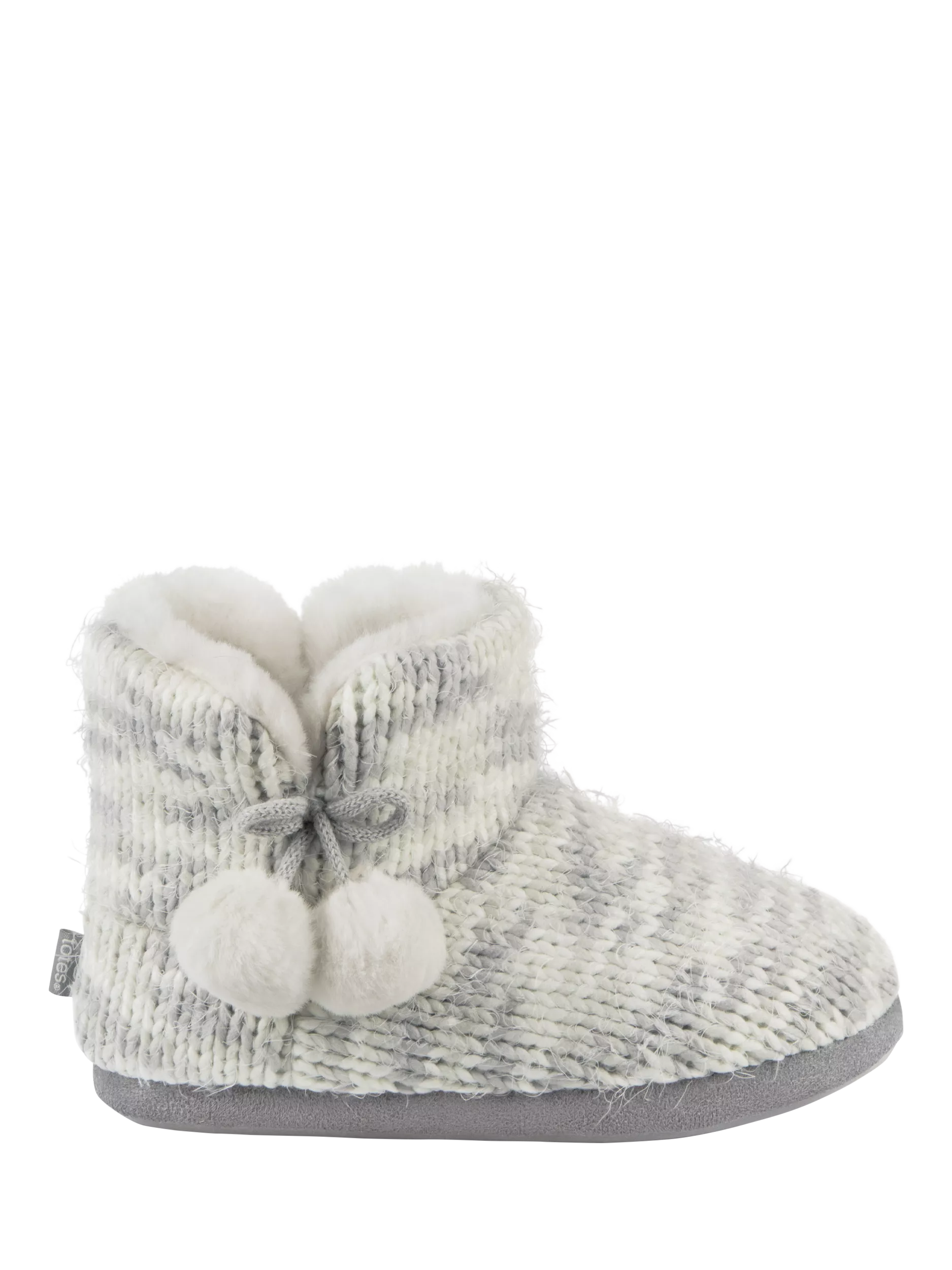 totes Knit Spacedye Boot Slippers, Grey - McGrocer