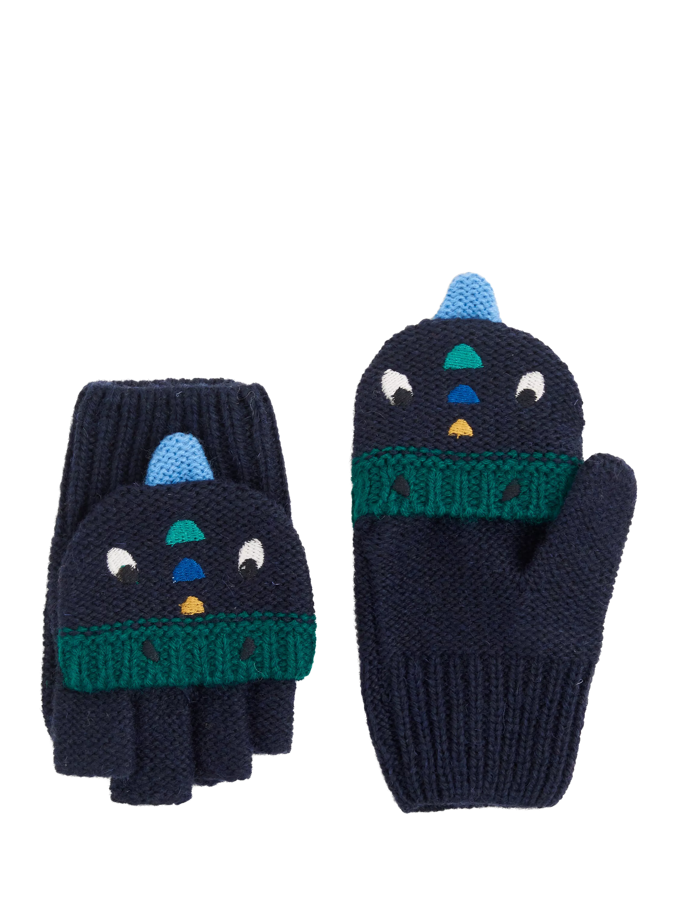 JoJo Maman Bébé Kids' Dinosaur Gloves, Navy/Multi - McGrocer