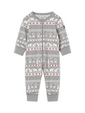 Polarn O. Pyret Baby Nordic Animal Print Sleepsuit, Grey - McGrocer