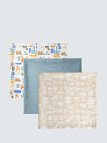 Jojo Maman Bebe Safari Muslin Cloths Pack Of 3 Multi