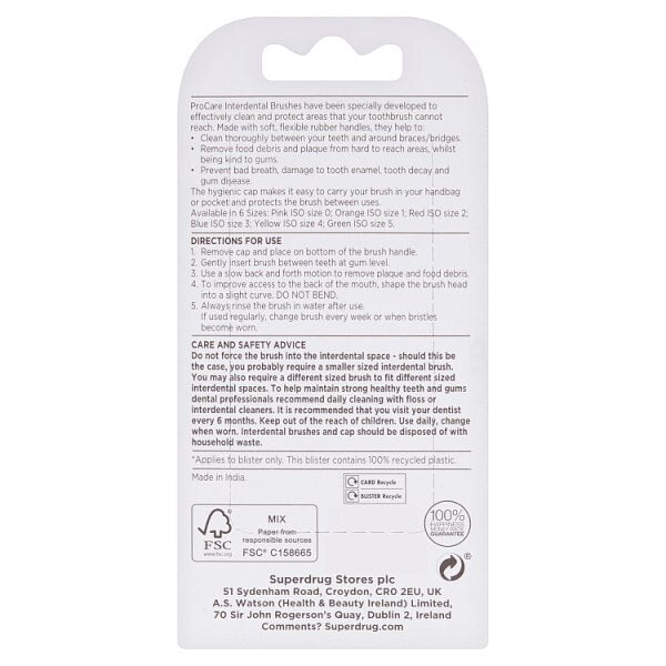 Superdrug Pro Care Interdental Brushes Blue 0.60mm x6 GOODS Superdrug