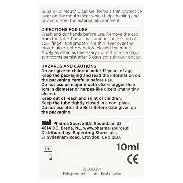 Superdrug Fast Relief Mouth Ulcer Gel 10ml GOODS Superdrug
