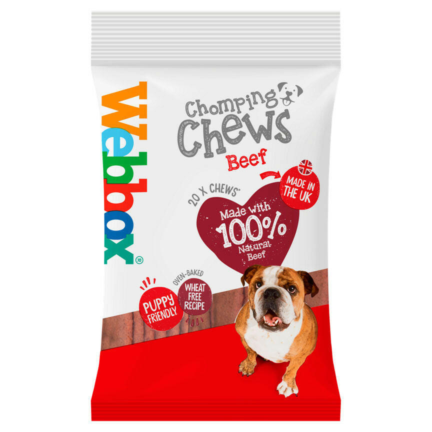 Webbox Chomping Chews with Beef Dog Treats 20 Pack Dog Food & Accessories ASDA