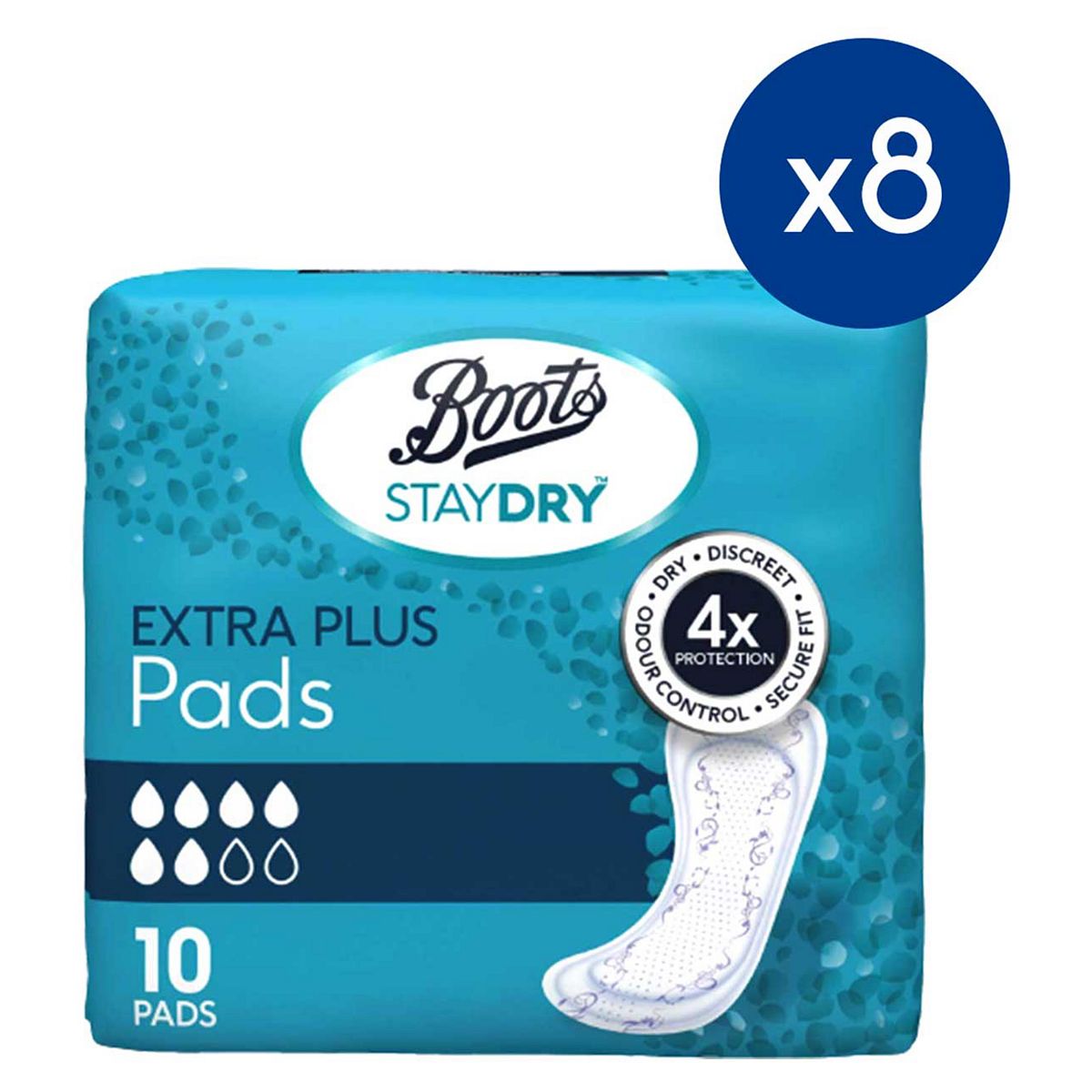 Staydry Extra Plus Liners for Moderate Incontinence 8 Pack Bundle – 80 Liners GOODS Boots