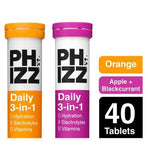 Phizz Orange Apple Blackcurrant 3-in-1 Hydration Electrolytes and Vitamins Effervescent Bundle 40 Tablets