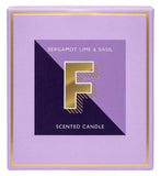 Landon Tyler Alphabet Candle Letter F Bergamot Lime Basil 140g