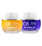 Olay Vitamin C SPF30 Day Cream 50ml Olay Retinol 24 Night Cream 50ml Bundle