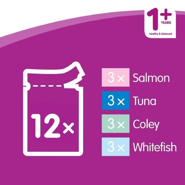Whiskas 1+ Adult Wet Cat Food Pouches Fish Favourites in Jelly 12 x 85g GOODS M&S