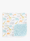 John Lewis Safari Animals Reversible Jersey Blanket, 80 x 80cm - McGrocer