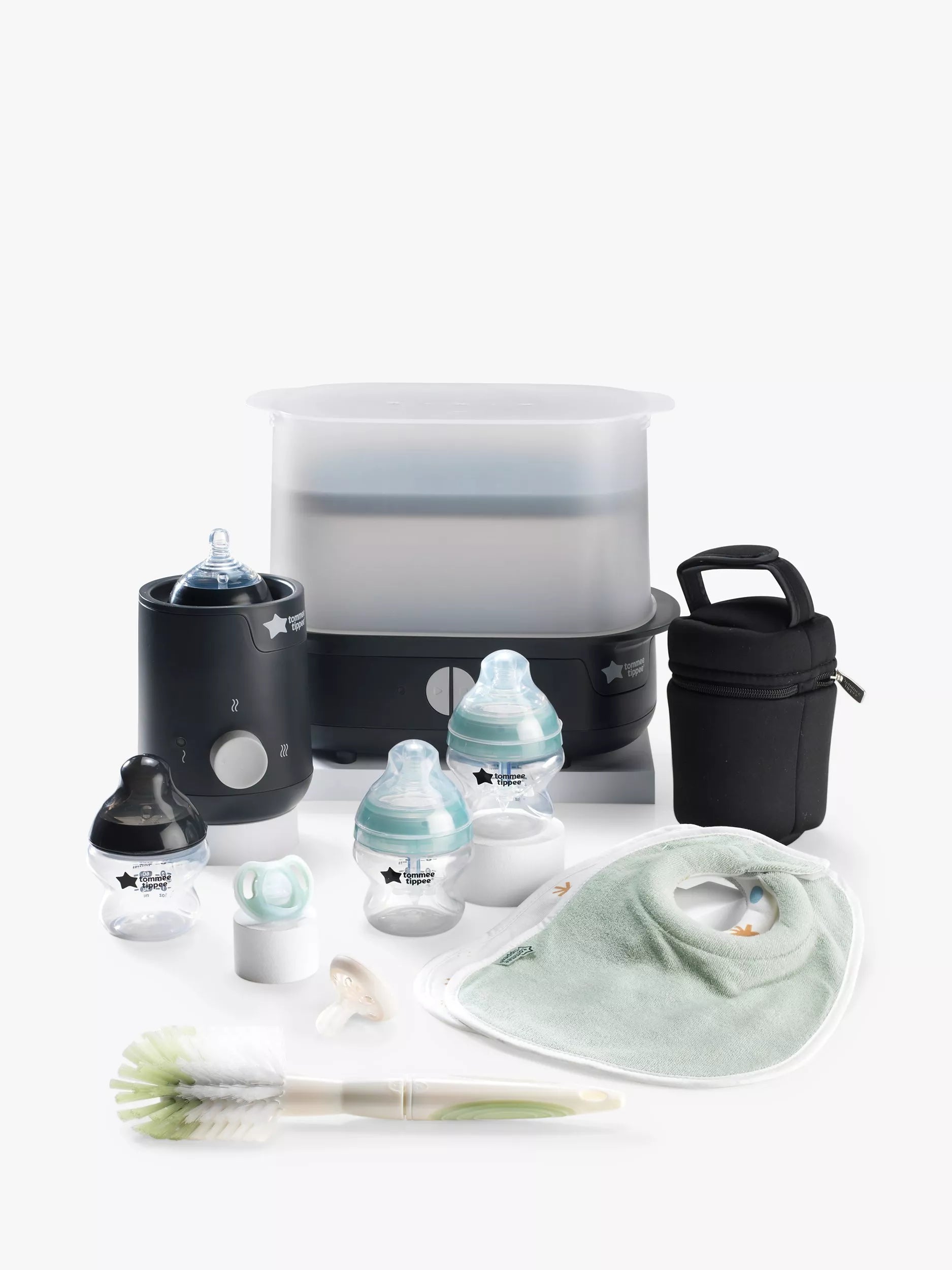 Tommee Tippee Closer to Nature Electric Steam Steriliser with Insulated Bottle Bag, Newborn Baby Bottles and Easiwarm Bottle Warmer Complete Feeding Set - McGrocer