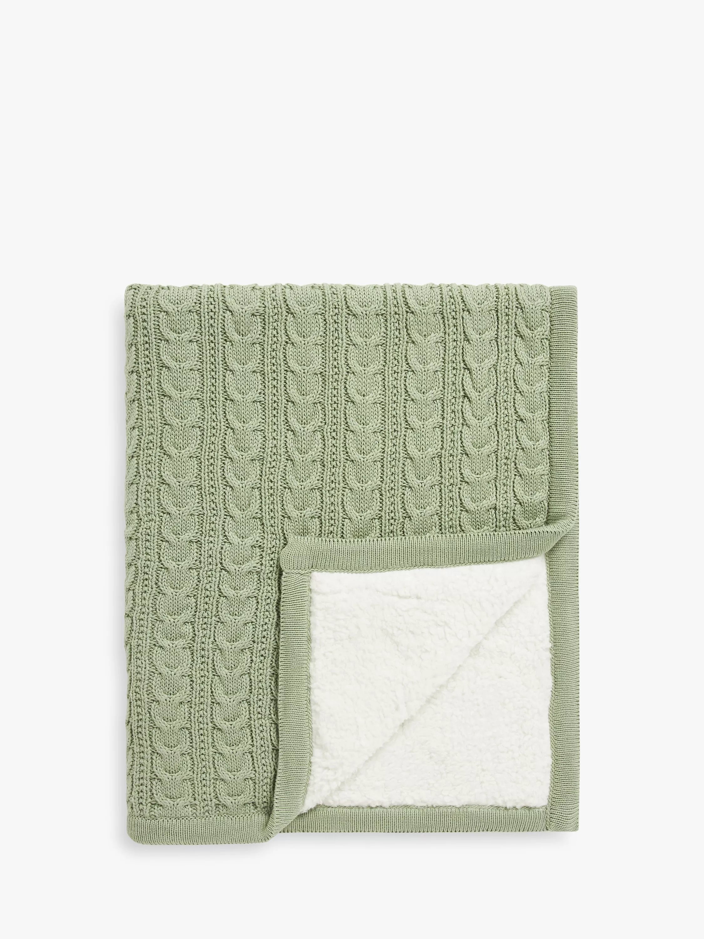 John Lewis Cable Knit Sherpa Fleece Baby Blanket - McGrocer