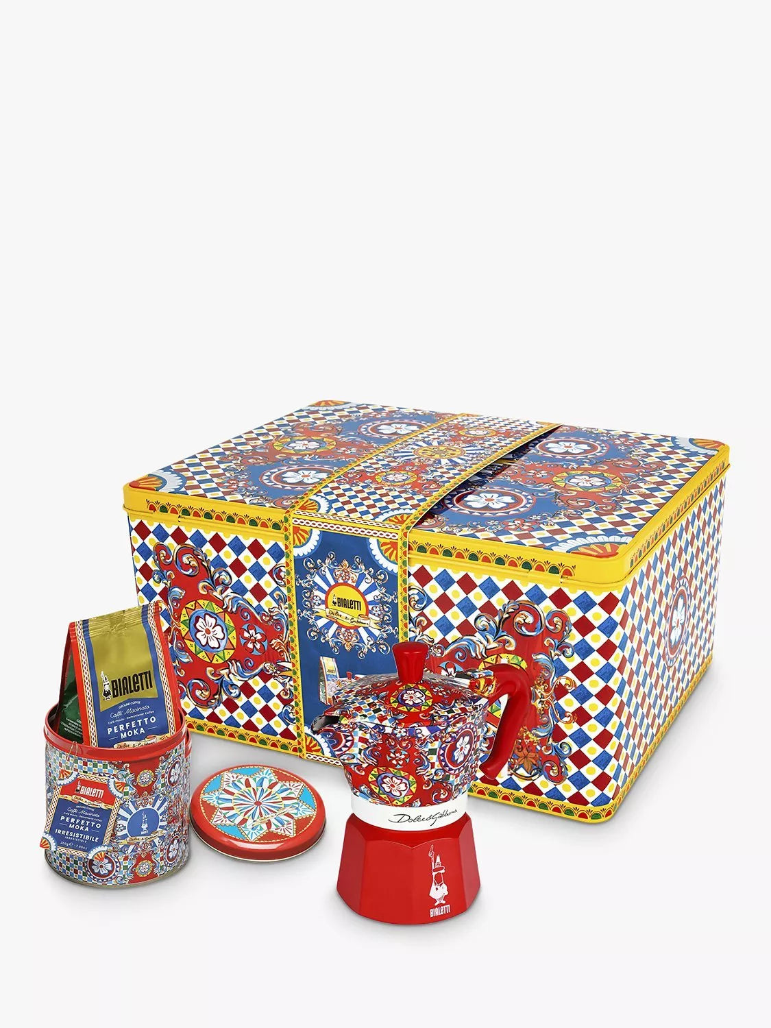 Bialetti Dolce & Gabbana Sicilian Carretto Moka Express Hob Espresso Coffee Maker & Ground Coffee Gift Set, 3 Cup - McGrocer