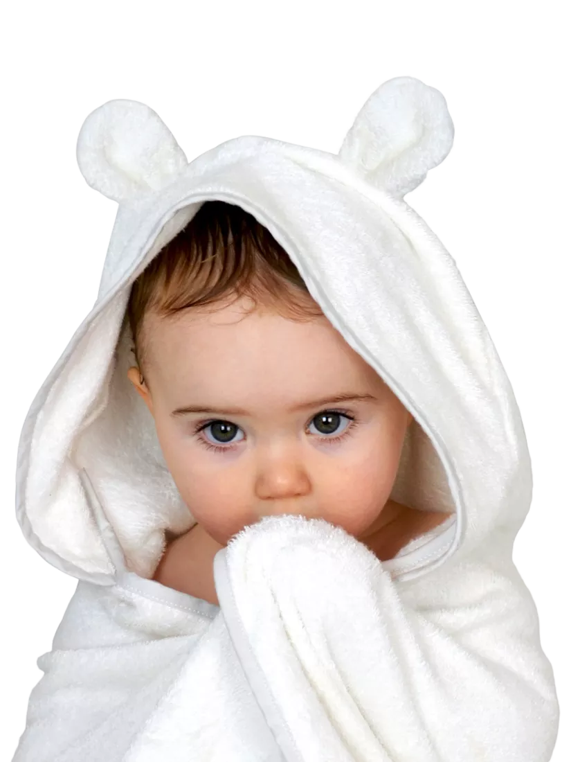 Shnuggle Baby Wearable Hooded Bath Towel, White - McGrocer