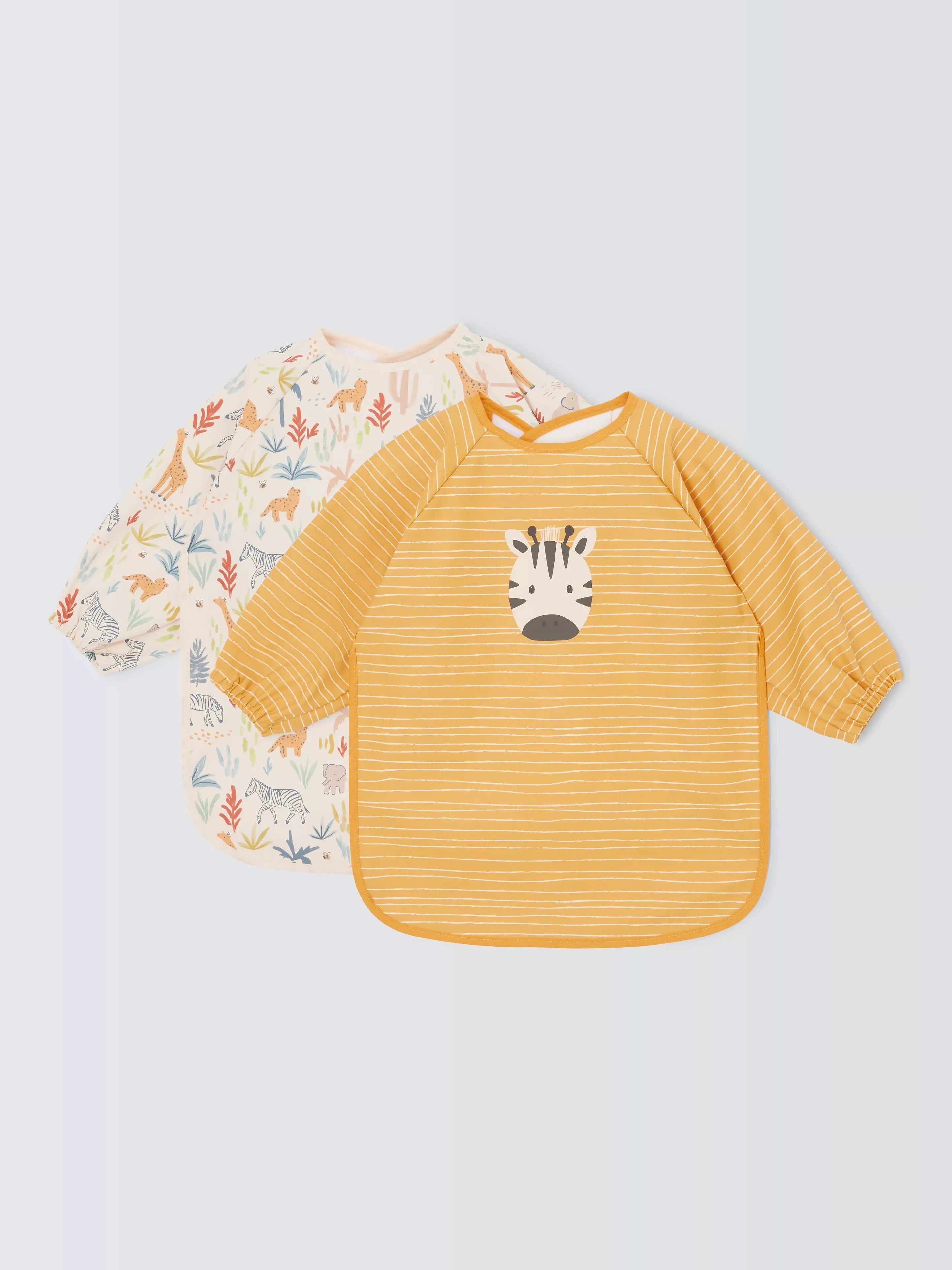 John Lewis Zebra Safari Print Coverall Weaning Bib, Pack of 2, Multi - McGrocer