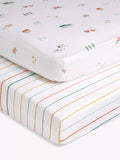 John Lewis Little Farm Cotton Fitted Baby Sheet, Pack of 2, Cotbed (70 x 140cm) - McGrocer