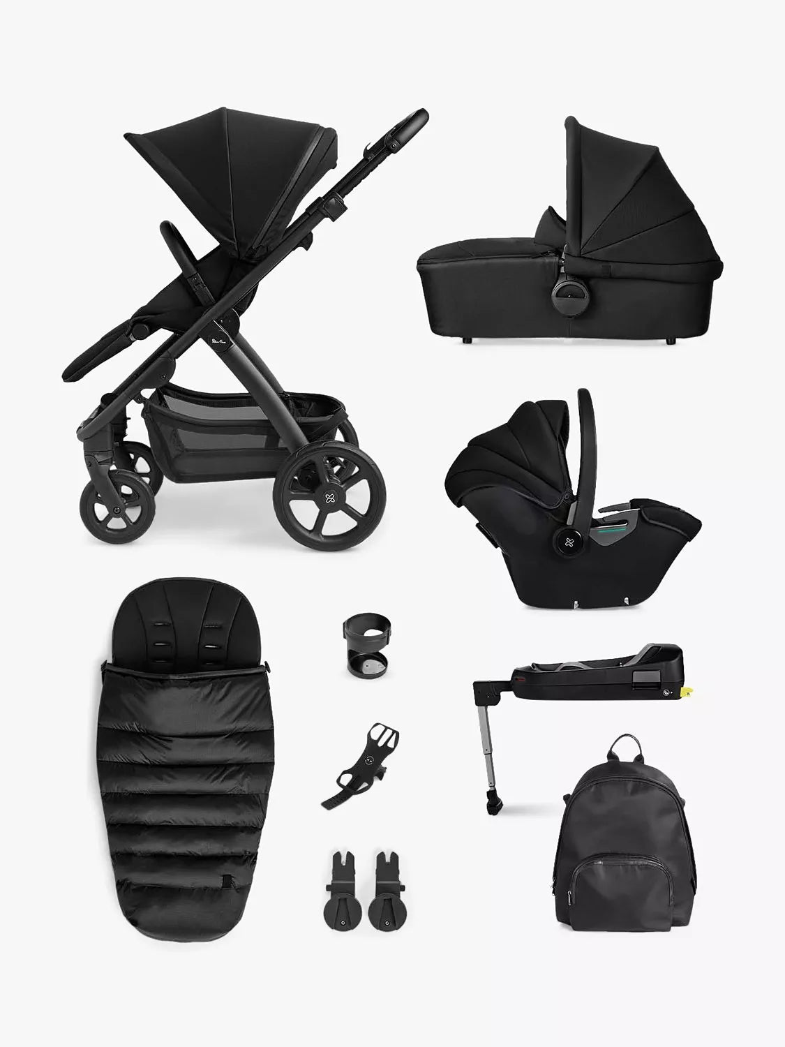 Silver Cross Tide Pushchair, Carrycot & Accessories With Dream i-Size Car Seat and Base Bundle - McGrocer