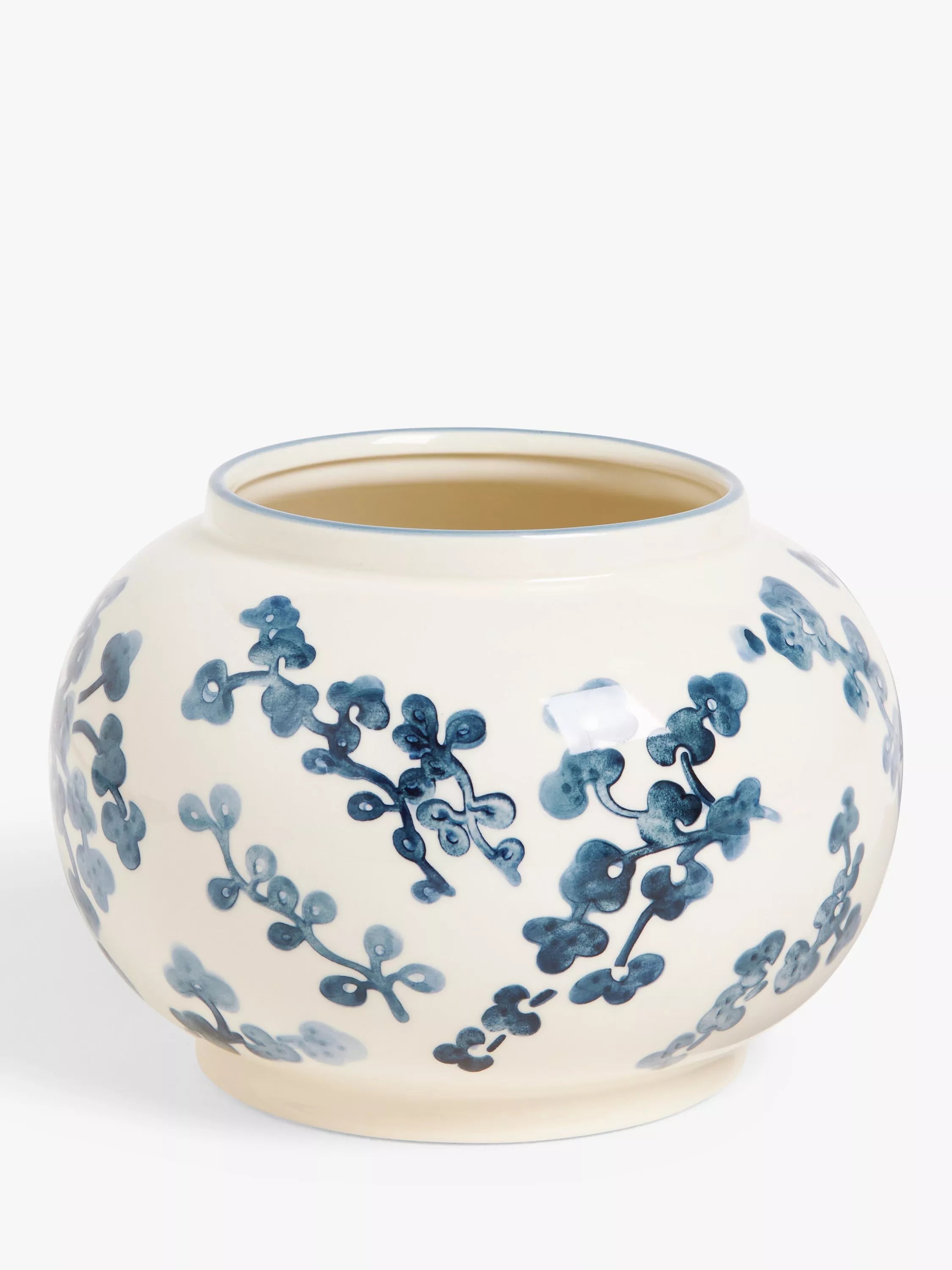 John Lewis Hand Painted Floral Stoneware Vase, H15cm, Blue/White - McGrocer