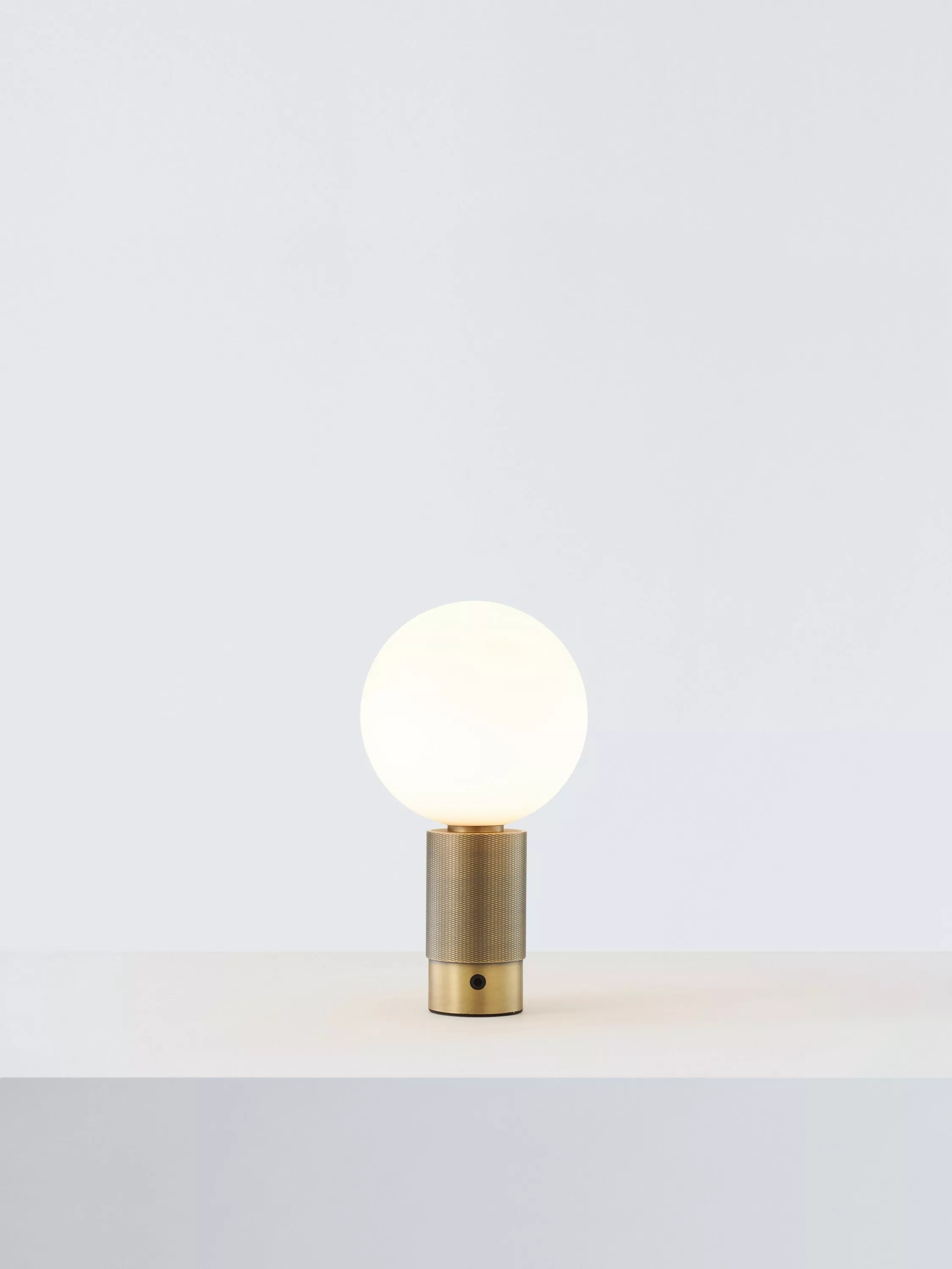 John Lewis Monty Rechargeable LED Table Lamp, Matte Antique Brass - McGrocer