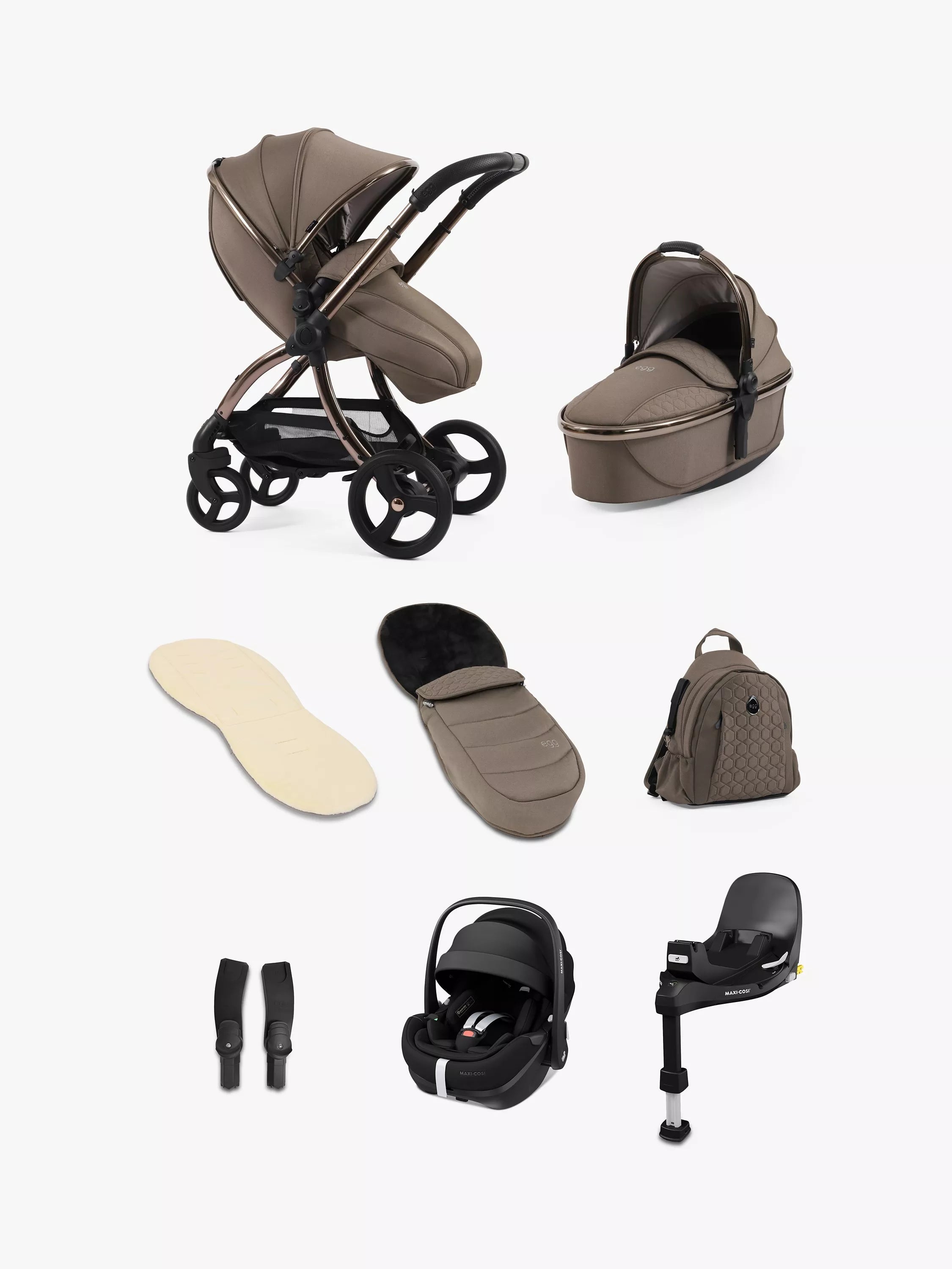 egg 3 Pushchair with Maxi-Cosi Pebble 360 Pro Car Seat and Base Luxury Bundle - McGrocer