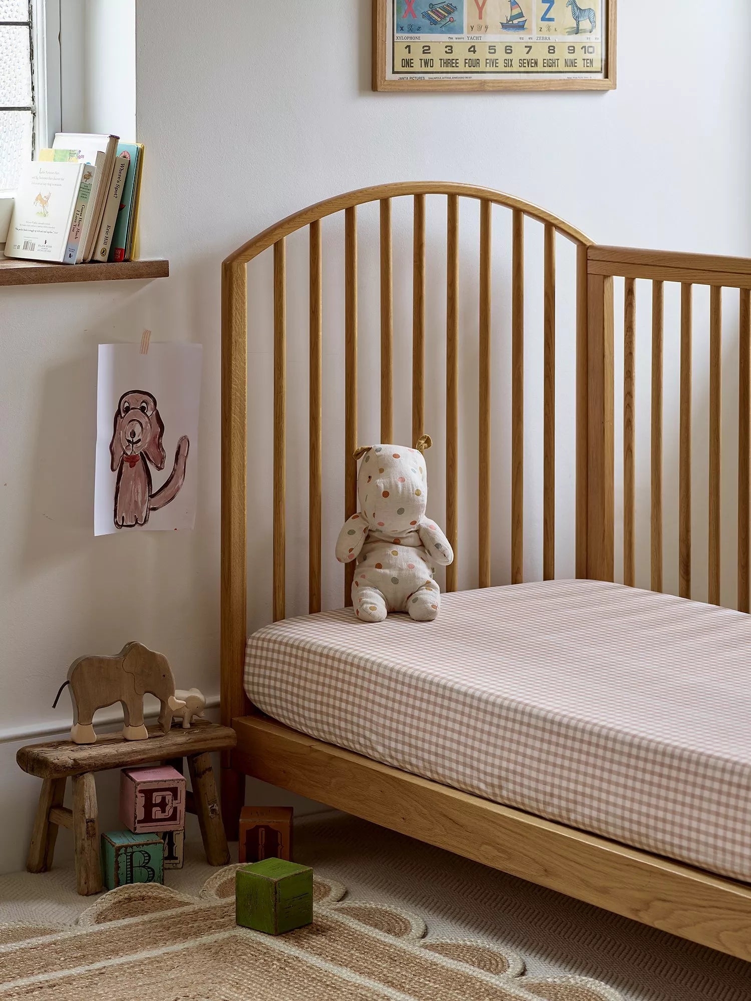 Piglet in Bed Kids Gingham Cotton Fitted Baby Sheet - McGrocer