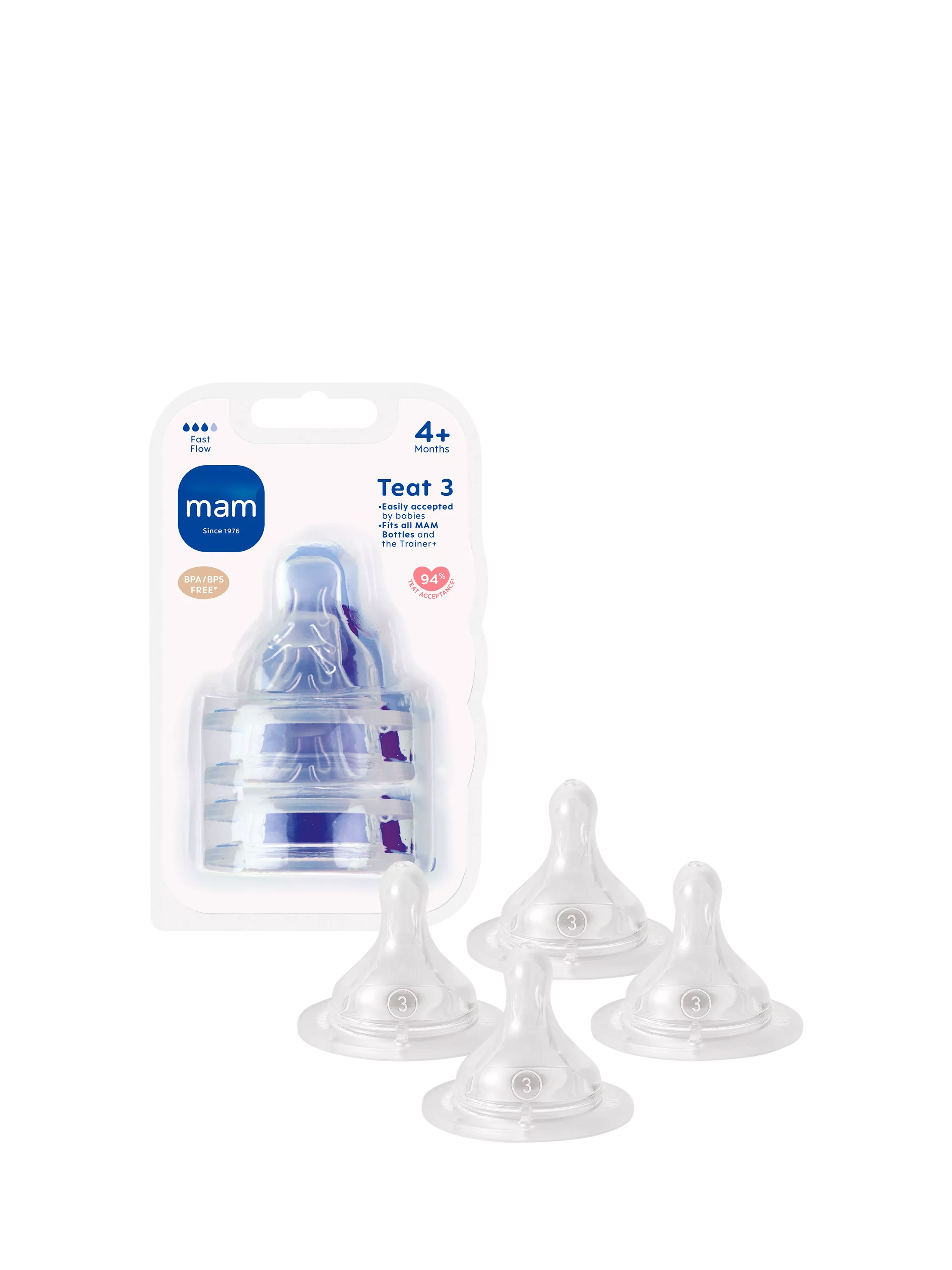 MAM Skinsoft Fast Flow Teat, Pack of 4 - McGrocer