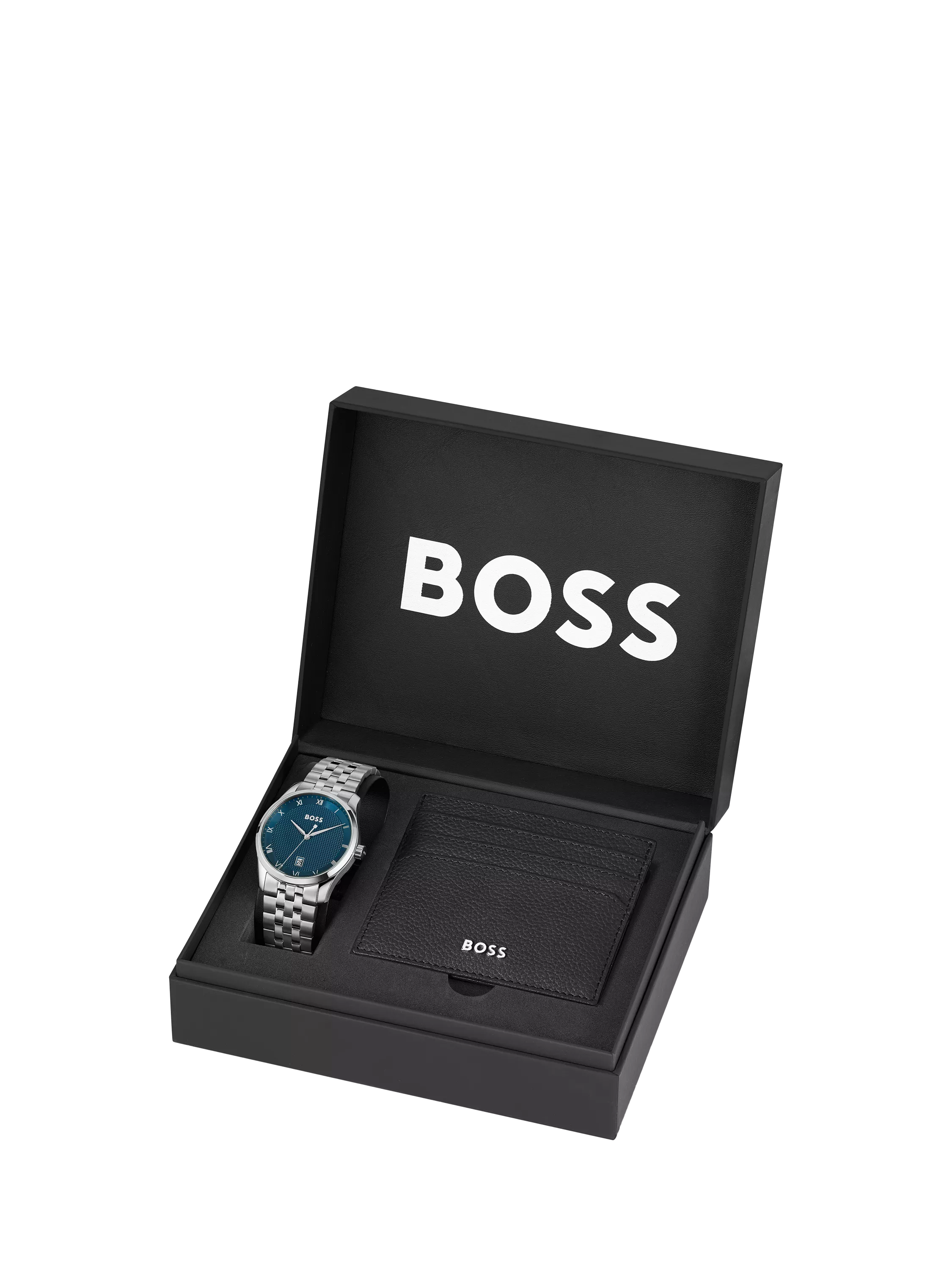 BOSS 1570178 Men's Principle Date Bracelet Strap Watch and Gift Card Holder Set - McGrocer
