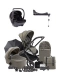 iCandy Core Pushchair, Carrycot and Accessories with iCandy Cocoon Car Seat and i-Size Base Travel System Bundle, Light Moss - McGrocer