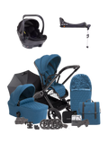 iCandy Core Pushchair, Carrycot and Accessories with iCandy Cocoon Car Seat and i-Size Base Travel System Bundle, Atlantis Blue - McGrocer