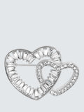 Jon Richard Interlinked Crystal Heart Brooch Silver