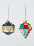 Diamond Shaped Glass Baubles Box Of 9